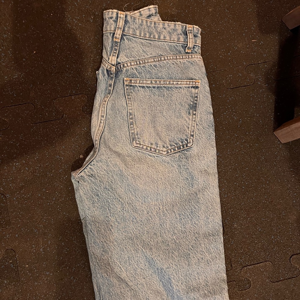 Zara Blue Straight Leg Jeans with Distressed Look